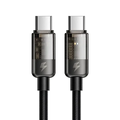 Mcdodo CA-2840 Type-c to Type-c 100w Led Işıklı Power Off Hızlı Data Şarj Kablosu 1.2m - Siyah
