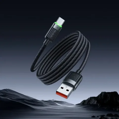 Mcdodo CA-5650 6A USB-A to Type-C Manyetik Sarılabilir Şarj Kablosu 1.2M Siyah