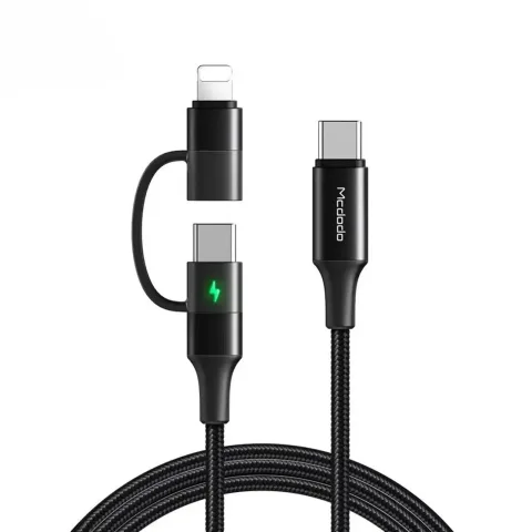 Mcdodo CA-7120 2'si 1 Arada 60W Type-C to Lightning ve Type-C LED'li Veri Kablosu 1.2M