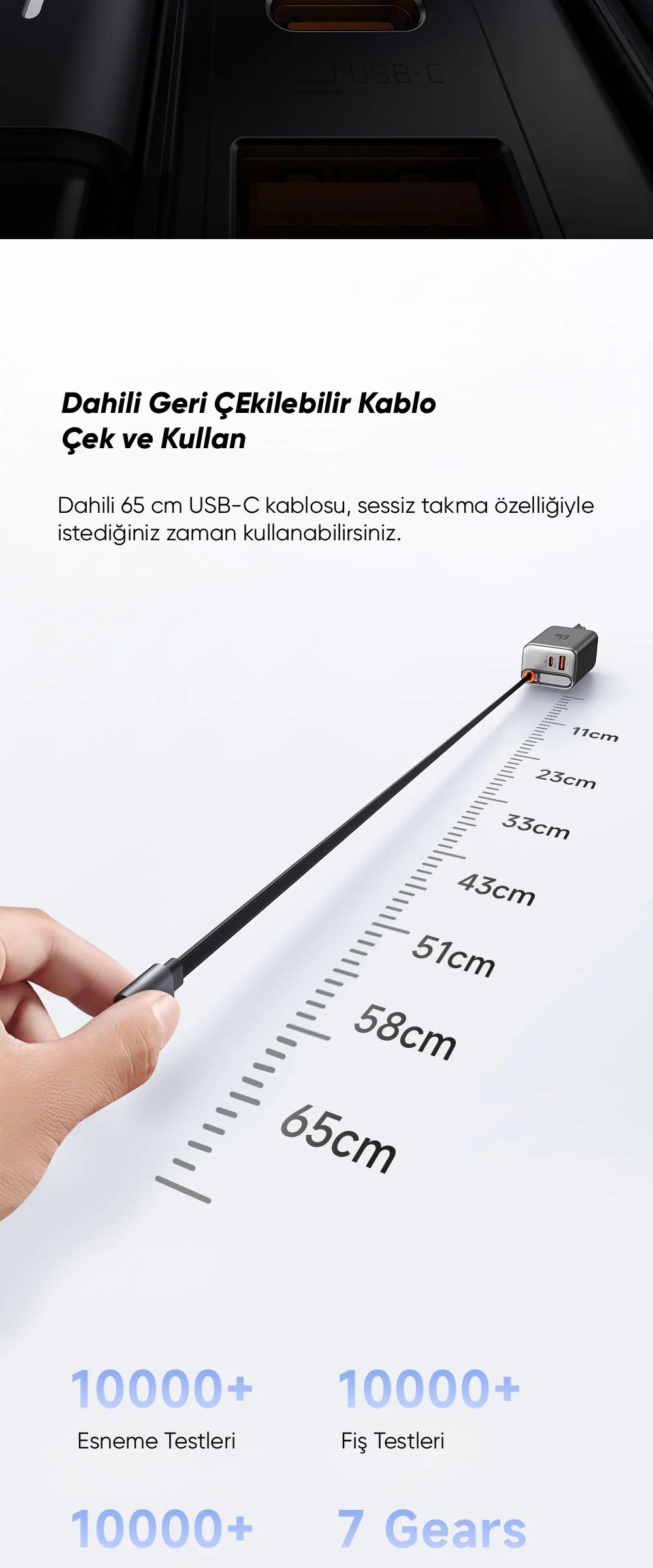 Mcdodo CH-4103 Freego 67w GaN Hızlı   Dahili Geri Sarılabilir Type-c Kablolu Şarj Cihazı Beyaz ürün afişi · bölüm 3