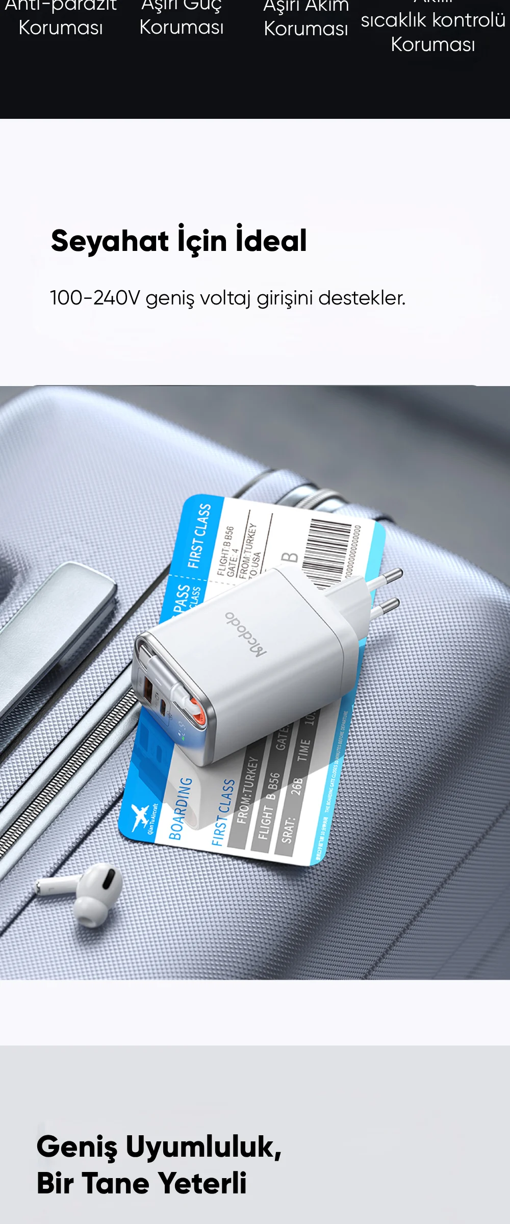 Mcdodo CH-4103 Freego 67w GaN Hızlı   Dahili Geri Sarılabilir Type-c Kablolu Şarj Cihazı Beyaz ürün afişi · bölüm 10