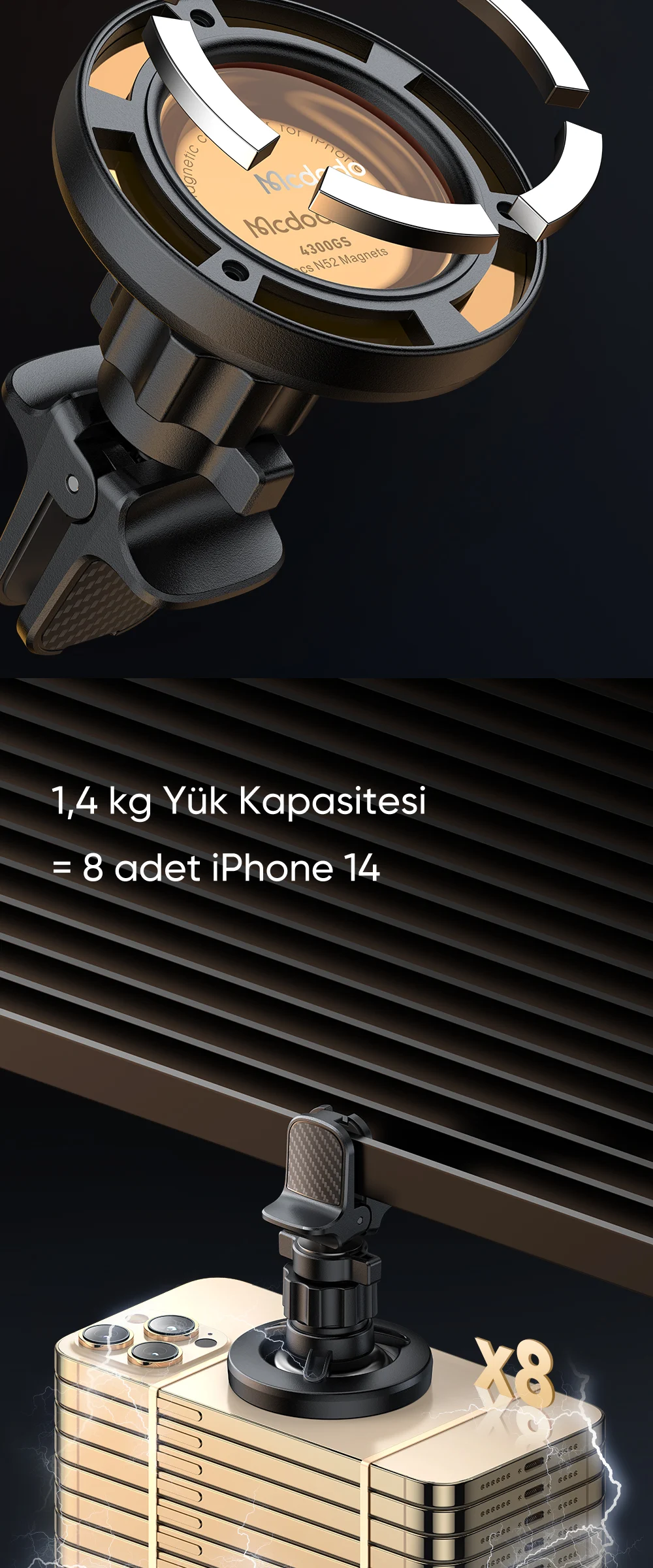 Mcdodo CM-4050 360° Dönebilen Manyetik Araç Içi Telefon Tutucu ürün afişi · bölüm 4